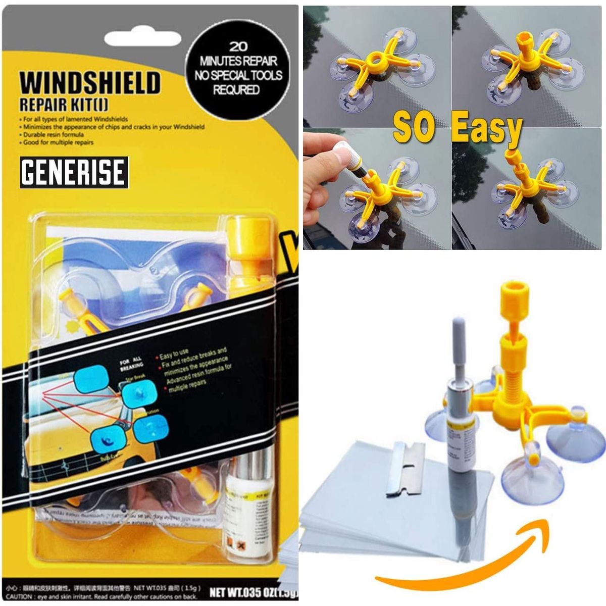 GENERICO - Reparador De Parabrisas Piquetes Golpes Todo Auto Karvas