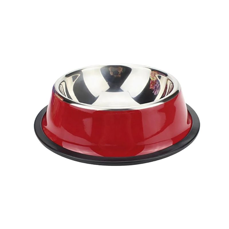 MARBEN PETS - Plato Acero Inoxidable antideslizante para Mascotas Rojo L