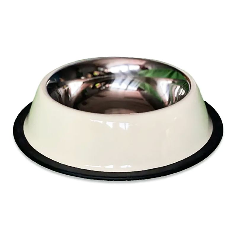 MARBEN PETS - Plato Acero Inoxidable antideslizante para Mascotas Blanco M