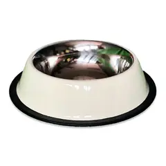 MARBEN PETS - Plato Acero Inoxidable antideslizante para Mascotas Blanco M