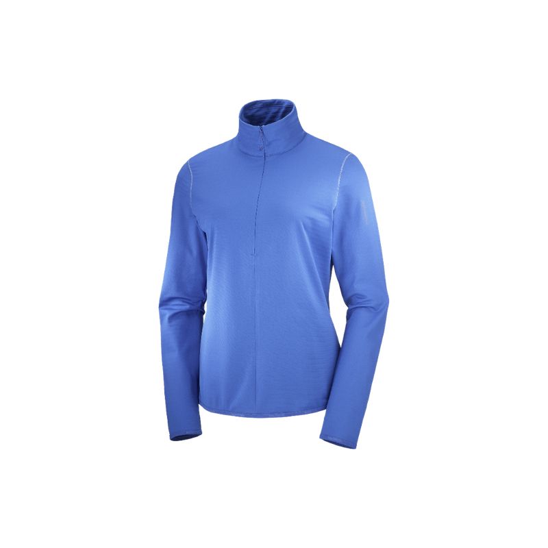 SALOMON - Poleron Mujer Outrack Half Zip Azul Salomon