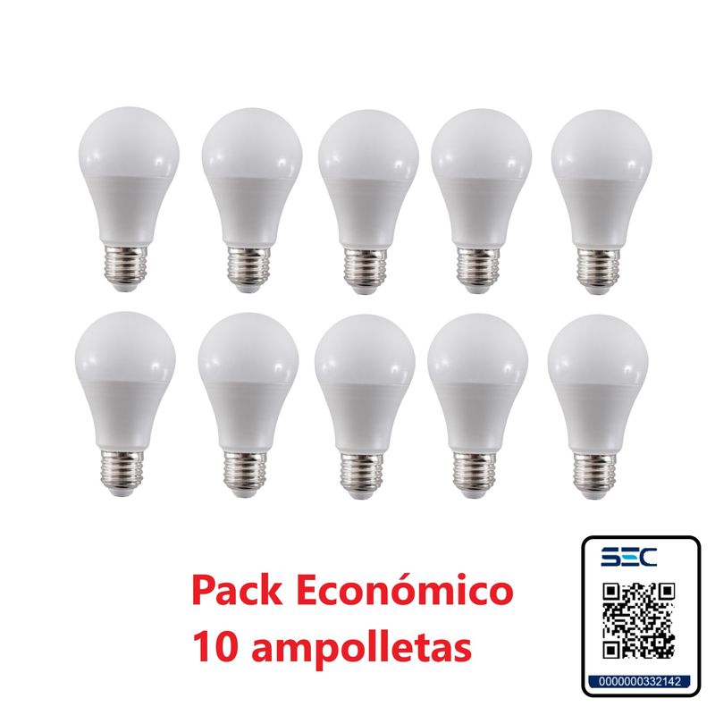 DRL LIGHTING - PACK 10 AMPOLLETAS 11W LED LUZ CALIDA