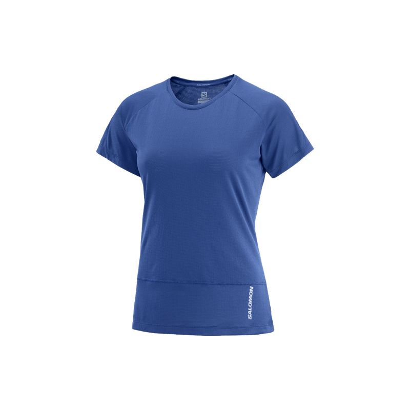 SALOMON - Polera Mujer Cross Run Azul Salomon