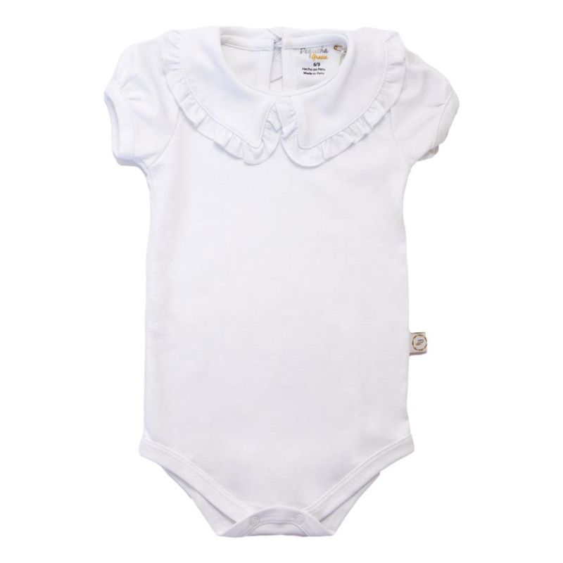 PEQUEÑA GRACIA - Body Paz Blanco Liso 100 Algodón Pima.