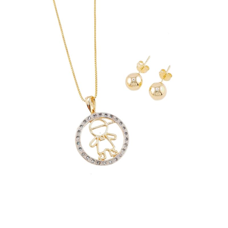 JOYAS MONTERO - Conjunto Vida Niño Gold con Microcircones