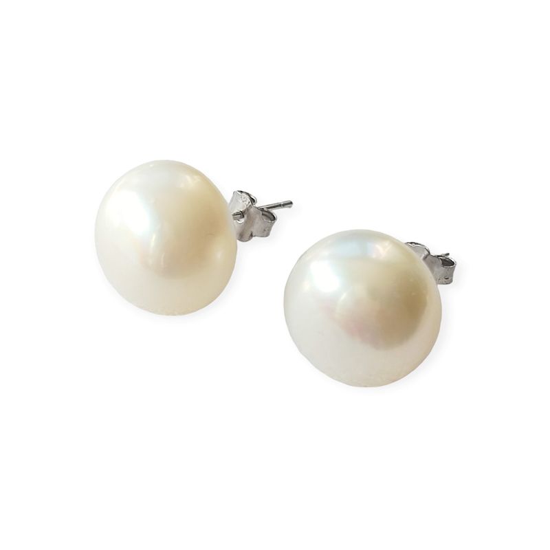 ANDREA COGGIOLA JOYAS - Aros Perla de Río 13mm Plata Fina 925