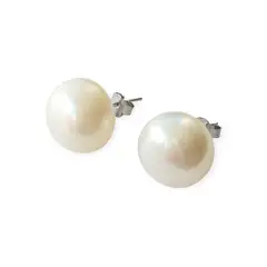 ANDREA COGGIOLA JOYAS - Aros Perla de Río 13mm Plata Fina 925