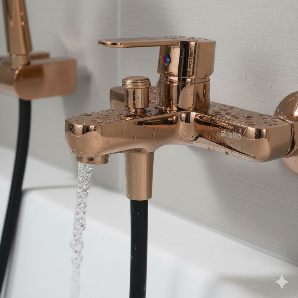 STRETTO - Monomando Llave Grifo Para Tina Ducha Arona Cobre Lascar Stretto