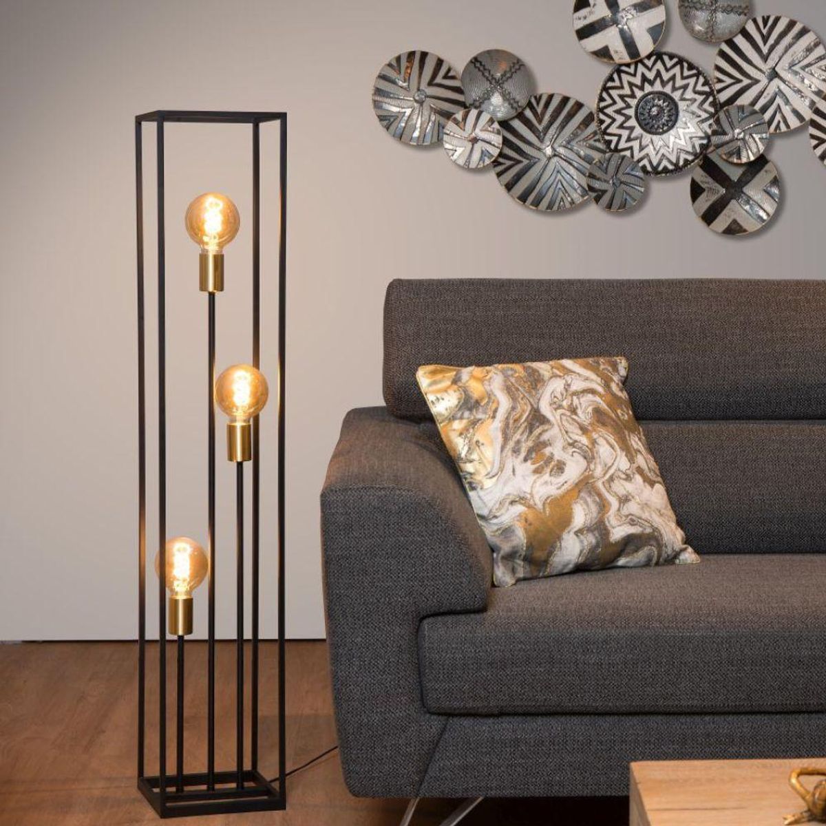 BOSCO - LAMPARA DE PIE RUBEN NEGRO 3xE27 BOSCO