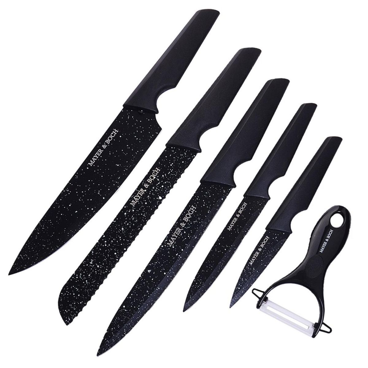 GENERICO - Set De Cuchillos Profesionales Con Pelador Negro