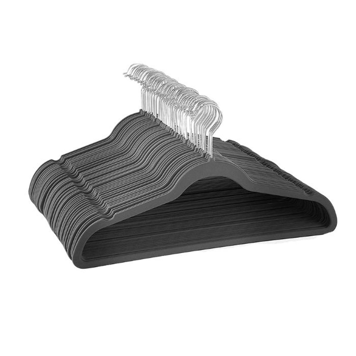 CRUSEC - Pack 50 Colgadores Ropa Antideslizante Flocado - Negro