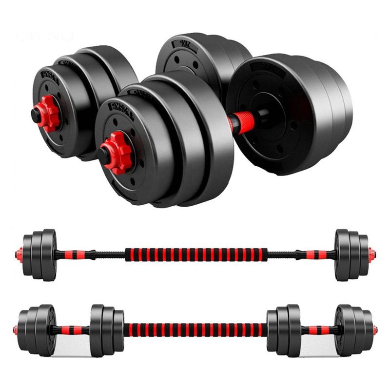 GENERICO - Set Pesas Mancuernas Barra Extensión 30kg
