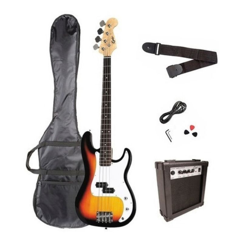 GENERICO - Pack Bajo Electrico 46 Amplificador 10W Correa Funda..