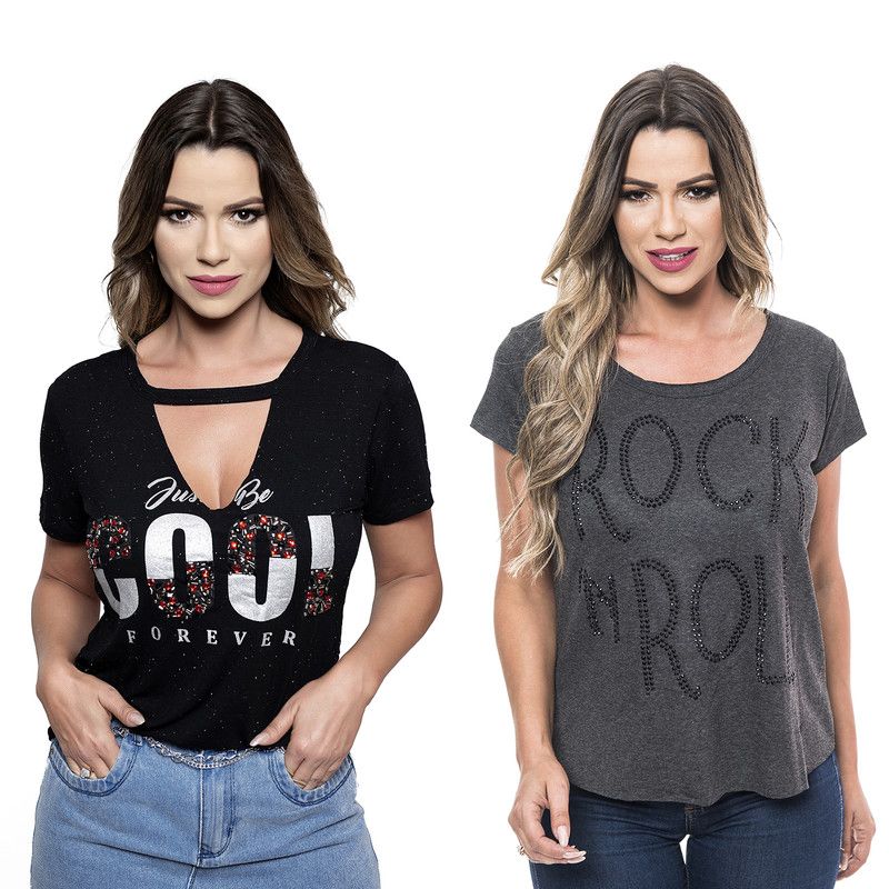 ROCK CAVIAR - Pack 2 Poleras, Choker Y  Manga Corta Rock Caviar 25
