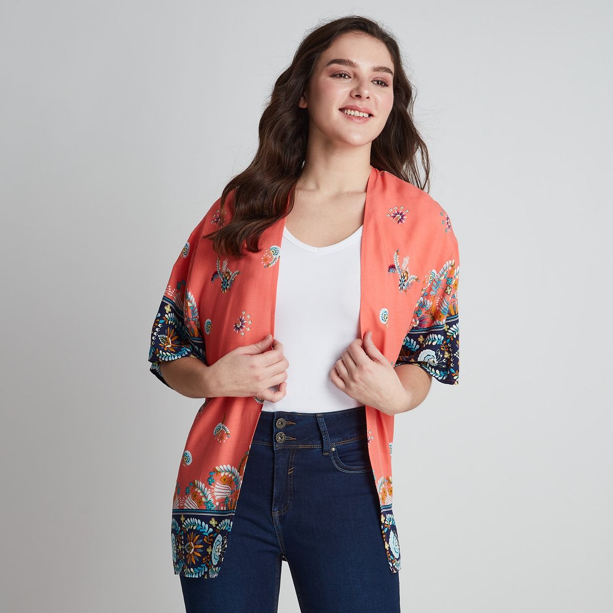 CURVI - Tapado Manga Kimono Corto Mujer Curvi