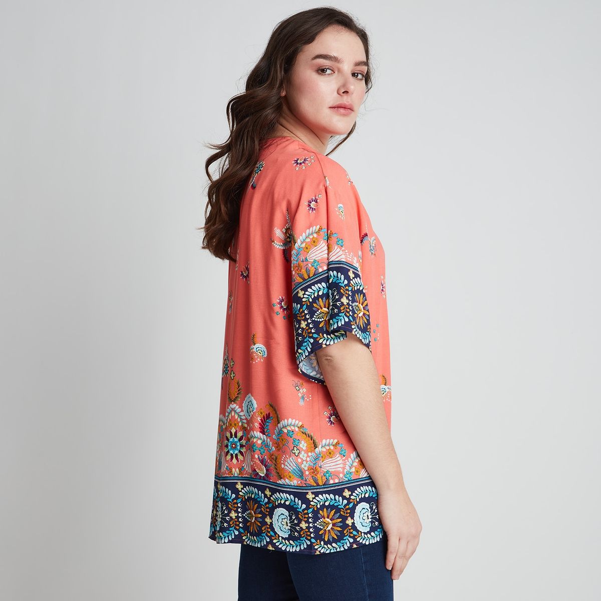 CURVI - Tapado Manga Kimono Corto Mujer Curvi