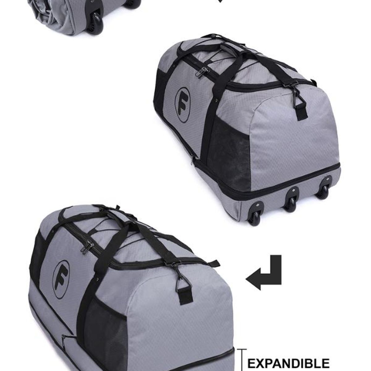 F LA MALETA DE CHILE - Bolso Goliat enrollable gris 130 ltrs F la Maleta de Chile