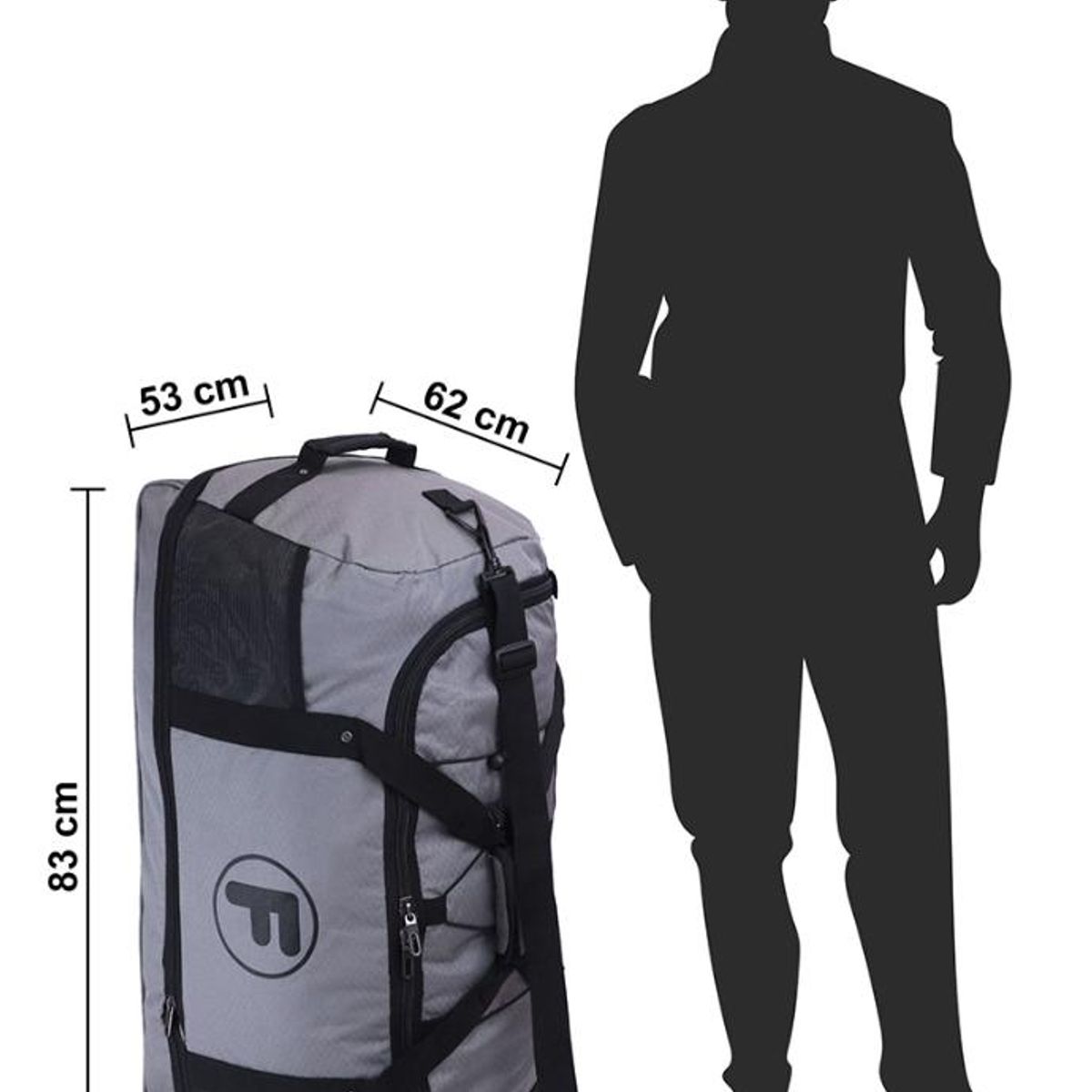 F LA MALETA DE CHILE - Bolso Goliat enrollable gris 130 ltrs F la Maleta de Chile