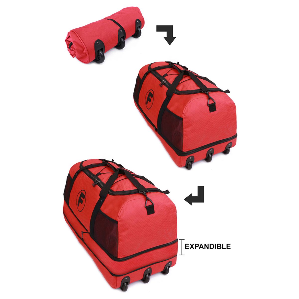 F LA MALETA DE CHILE - Bolso Goliat enrollable rojo 130 ltrs F la Maleta de Chile