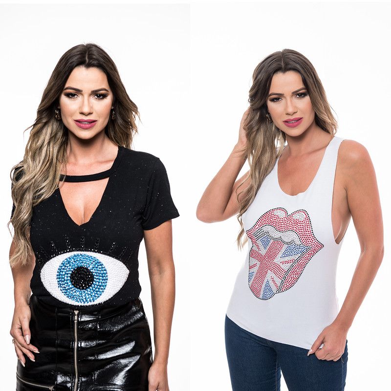 ROCK CAVIAR - Pack 2 Poleras, Choker Y Sin Manga Rock Caviar 13