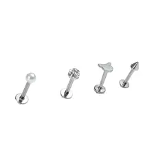 ELBAULDEJUMA - Conjunto Set Piercing Modelo Kitty kpop Nostril Labret Perla Pack