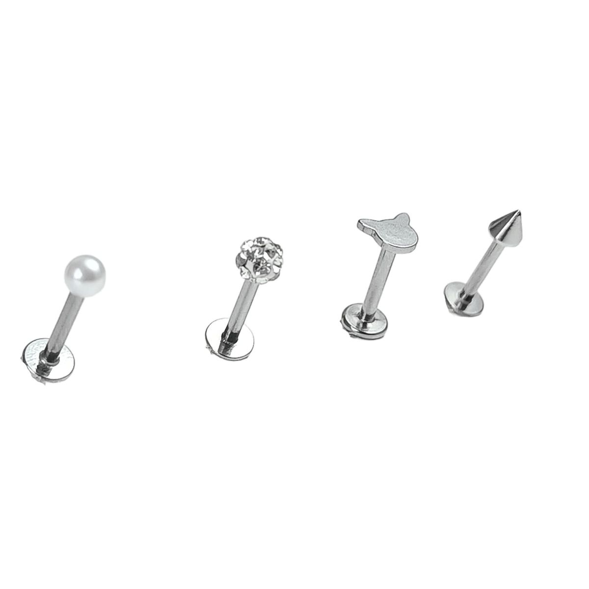 ELBAULDEJUMA - Conjunto Set Piercing Modelo Kitty kpop Nostril Labret Perla Pack