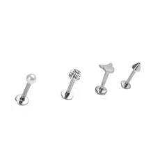ELBAULDEJUMA - Conjunto Set Piercing Modelo Kitty kpop Nostril Labret Perla Pack