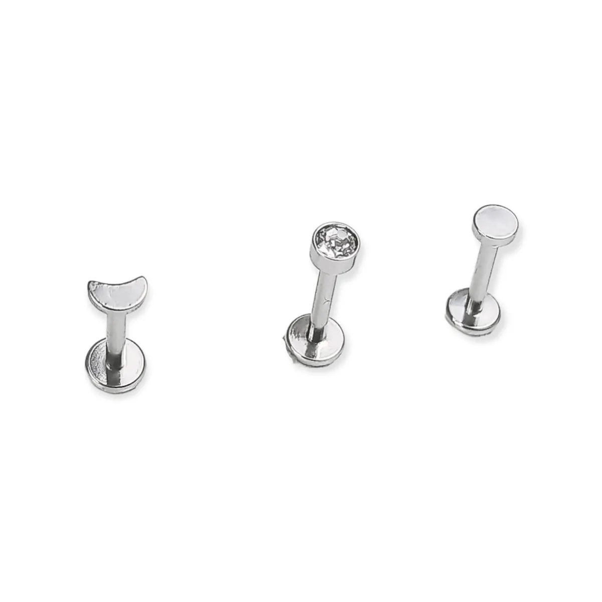 ELBAULDEJUMA - Conjunto set Piercing Fase Lunar Acero Quirúrgico Nostril Labret.-