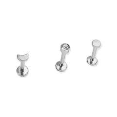 ELBAULDEJUMA - Conjunto set Piercing Fase Lunar Acero Quirúrgico Nostril Labret.-