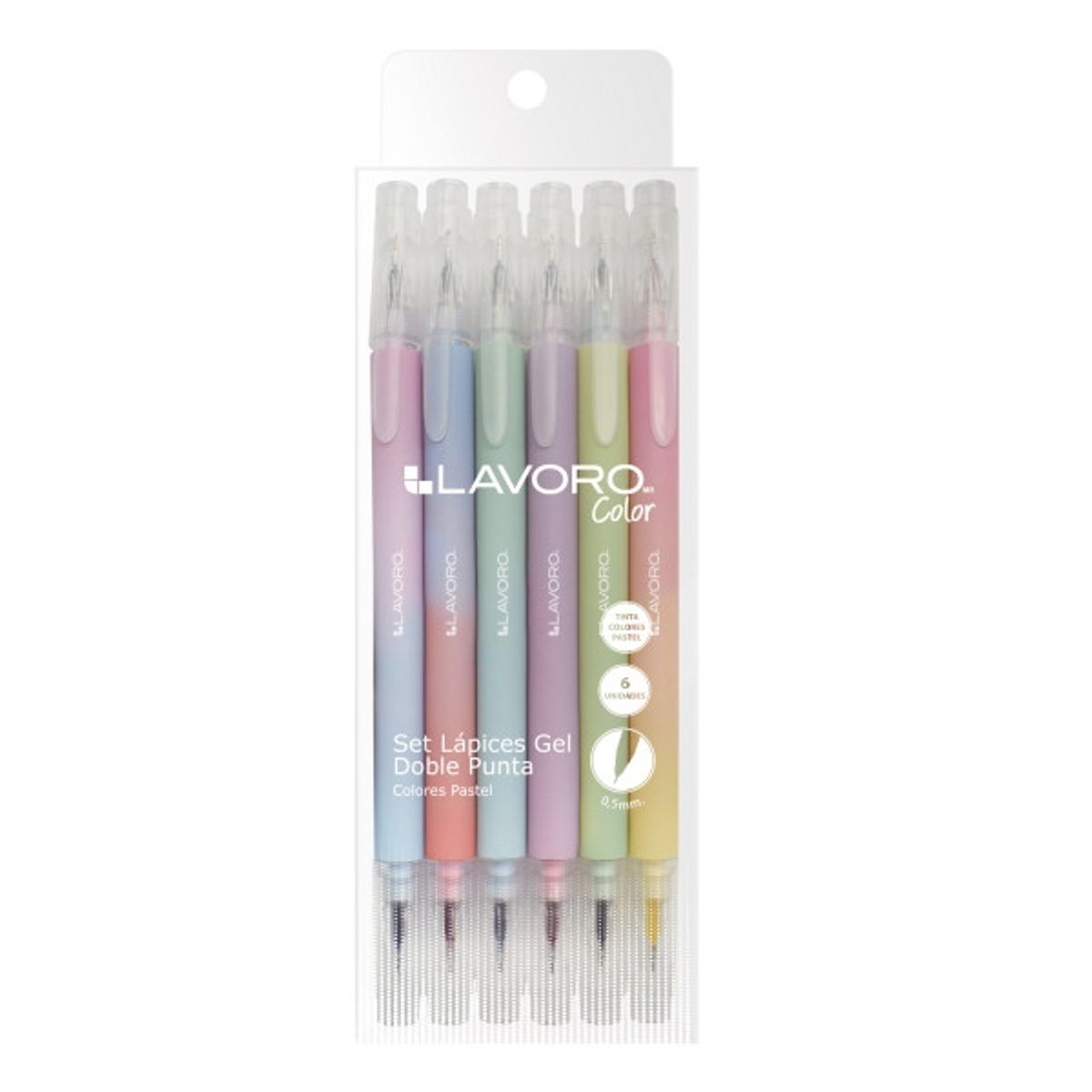 LAVORO - Set 6 lápices gel doble punta 12 colores