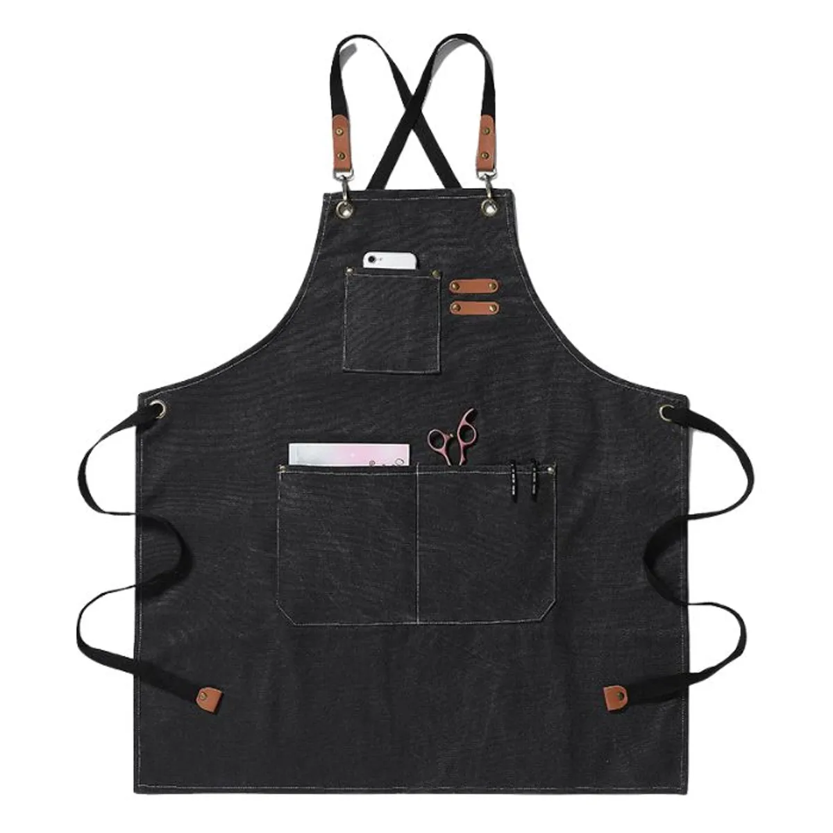 CRUSEC - Delantal Pechera Unisex Multiuso Hogar Trabajo Parrilla - Negro