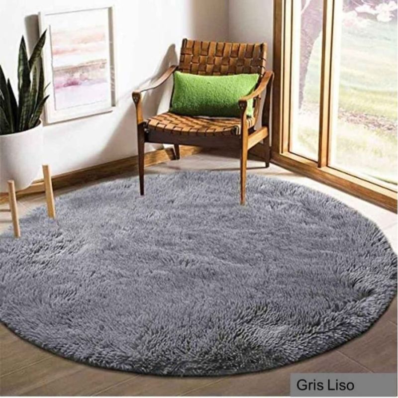 ANGELES DEL HOGAR - Alfombras peludas tipo Shaggy Redondas 150cm Gris oscuro