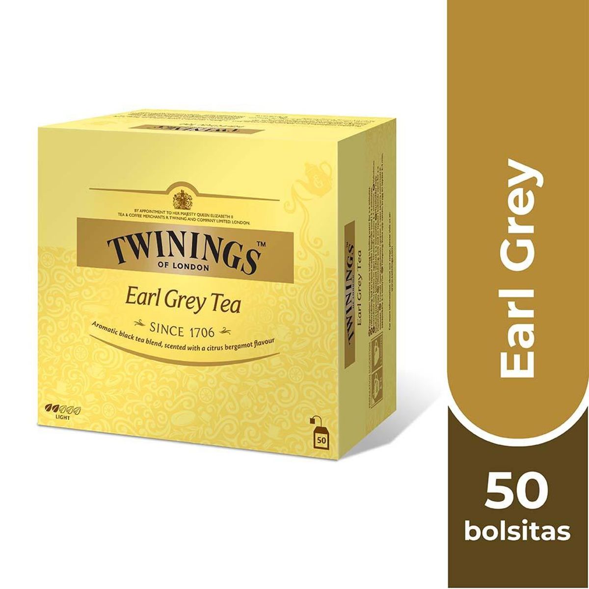 TWININGS - Twinings Té Earl Grey ( Etiqueta Amarilla ) x 50 Bolsitas