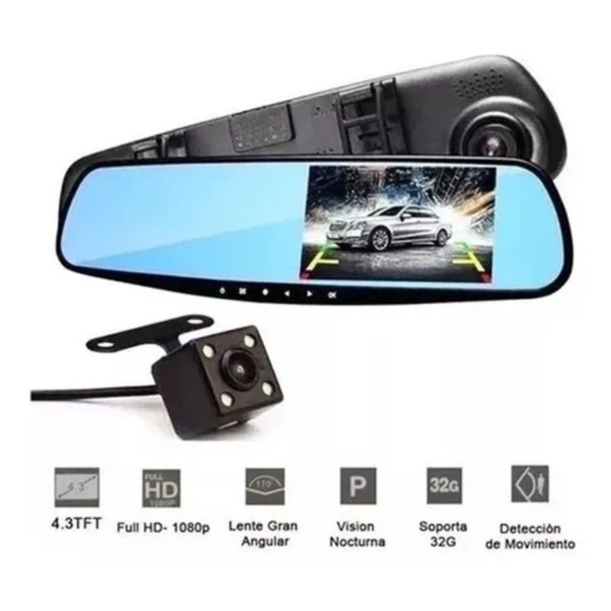 GENERICO - Espejo Retrovisor Con Camara Full Hd  Camara De Retroceso