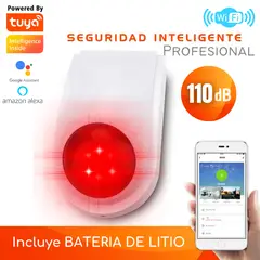 D MOTICA - Sirena Exterior Alarma Wifi Inteligente 110 Db-15W Con batería