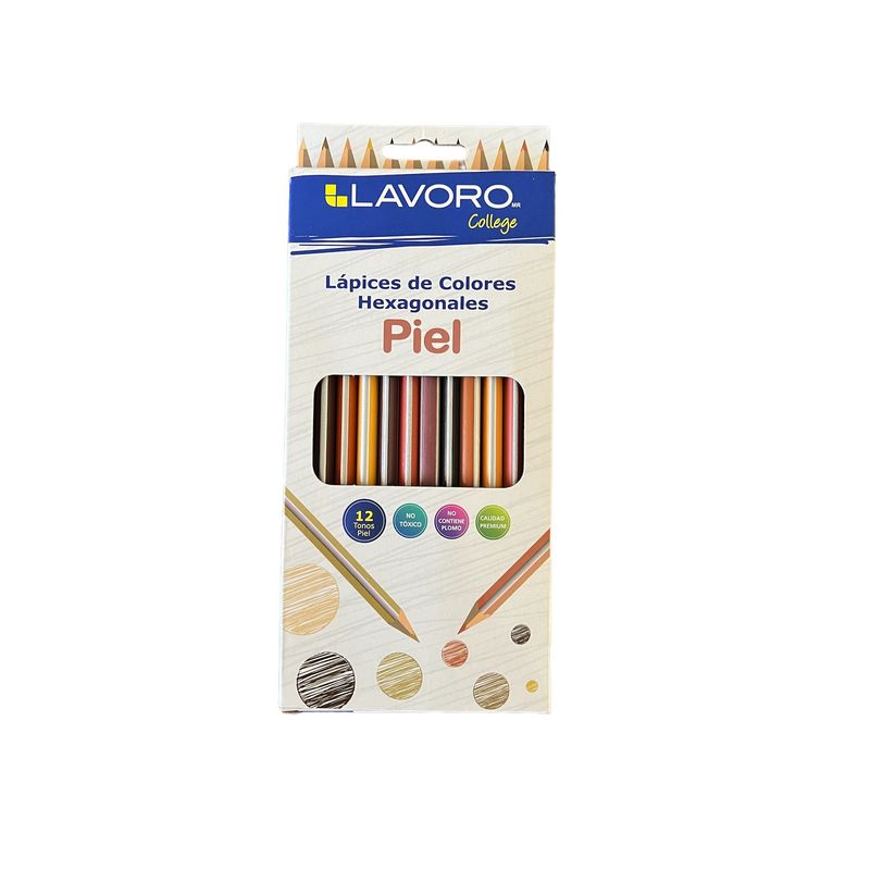 LAVORO - Lápices de 12 colores piel, hexagonales