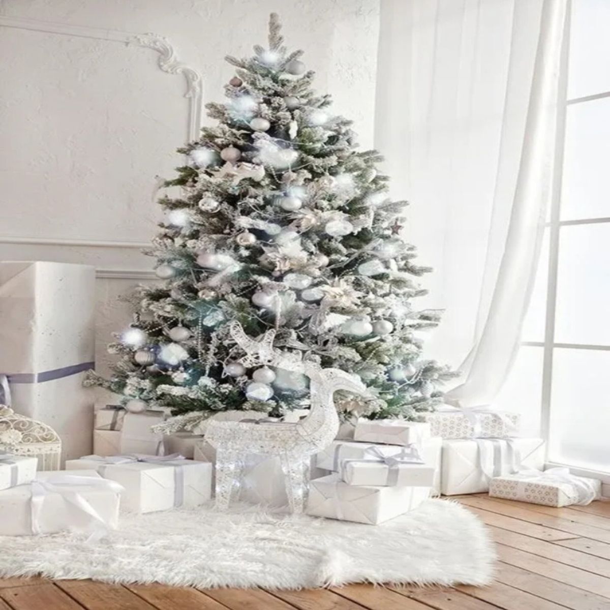 ARTIHOGAR - Arbol de Navidad Nevado 180 CM 2 Tipos de Ramas Mixtas