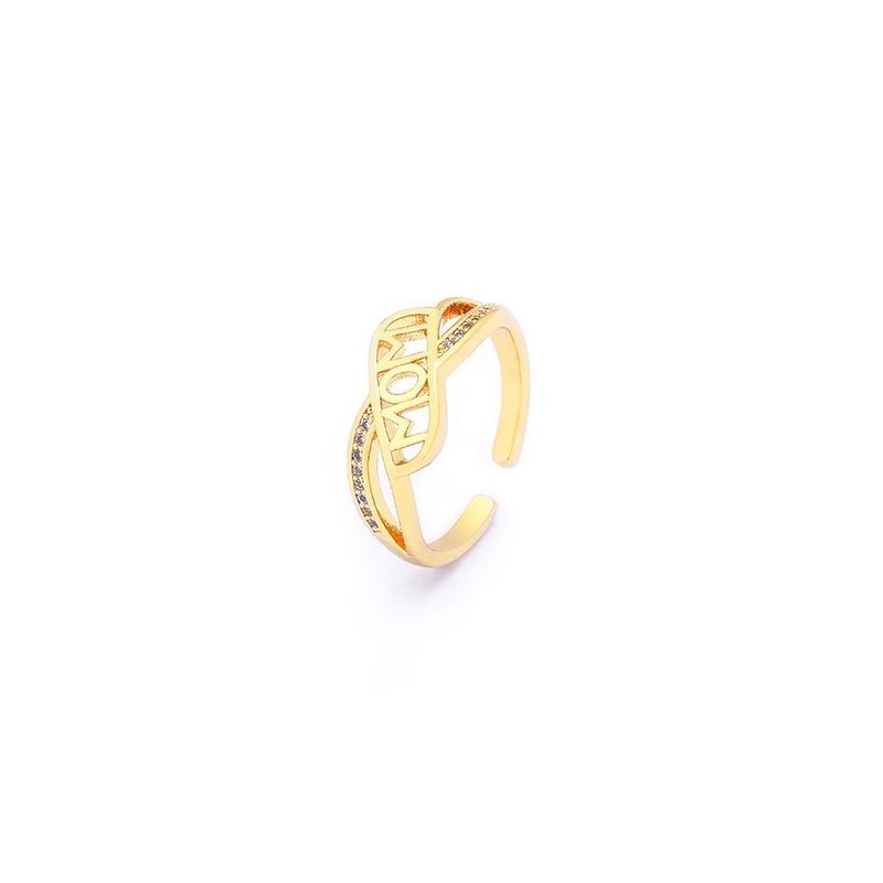 GENERICO - Anillo MOM MAMÁ Baño de Oro 18K