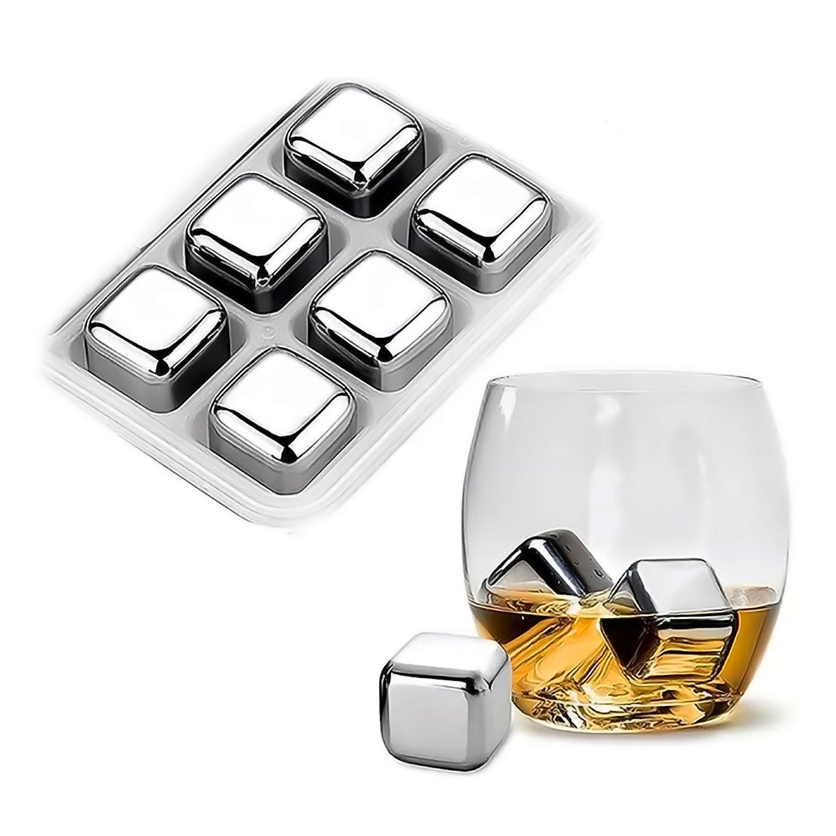 Cubo De Hielo Reutilizable Pack X 6 Acero Inoxidable, marca GENERICO - Foto Principal