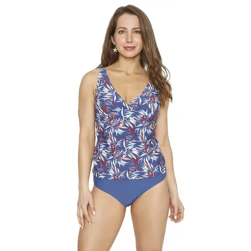 H2O WEAR - Traje de Baño Tankini Mujer Control Halter Azul