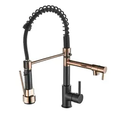 DANWEILE - Grifo llave lavaplatos monomando cocina extensible triple -Oro negro