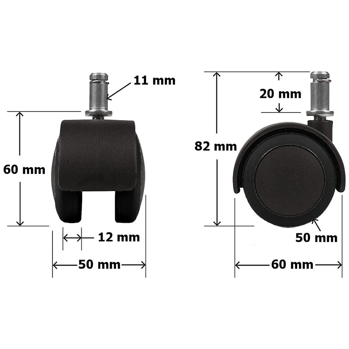 BOOKSTORE - Ruedas Nylon para sillas de Oficina 5 Unidades