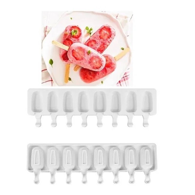 GENERICO - Pack 2 Molde De Silicona Para Helados Molde De Helado 8cavid