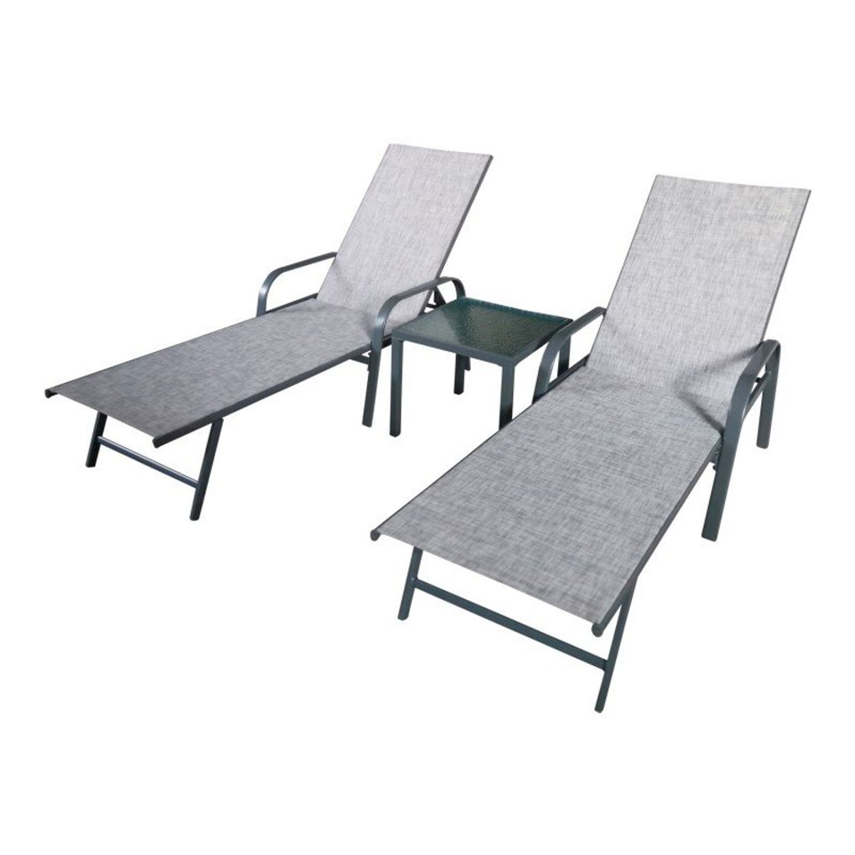HOME & DESING - juego de reposera con mesa de vidrio para terraza