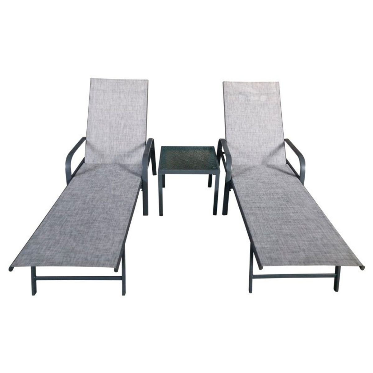 HOME & DESING - juego de reposera con mesa de vidrio para terraza