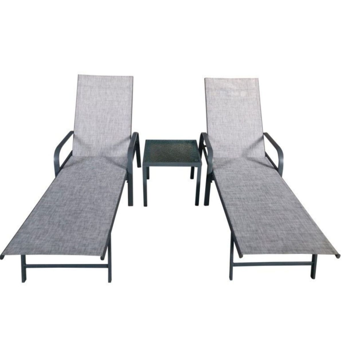 HOME CONNECT - set de reposera con mesa de vidrio para terraza