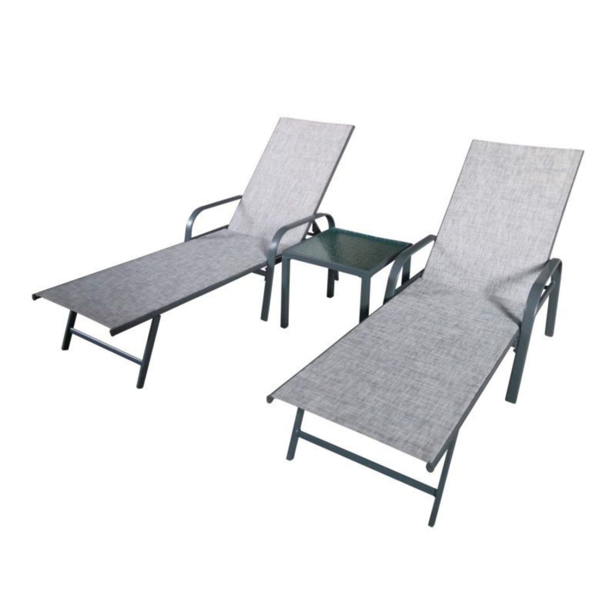 HOME CONNECT - set de reposera con mesa de vidrio para terraza