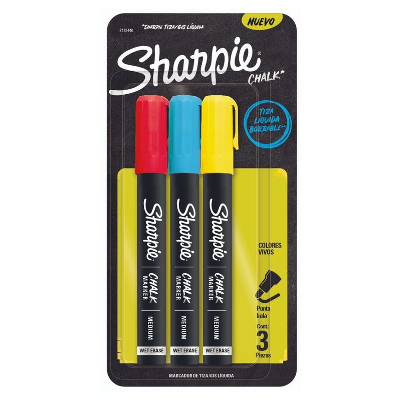 SHARPIE - Set 3 Marcadores Sharpie de Tiza Líquida Borrable Primarios