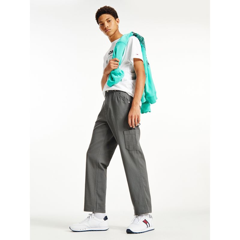 TOMMY HILFIGER - Pantalón Skater Tipo Carpintero Gris Tommy Jeans