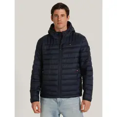 TOMMY HILFIGER - Parka Weight Quilted Colorblock Azul